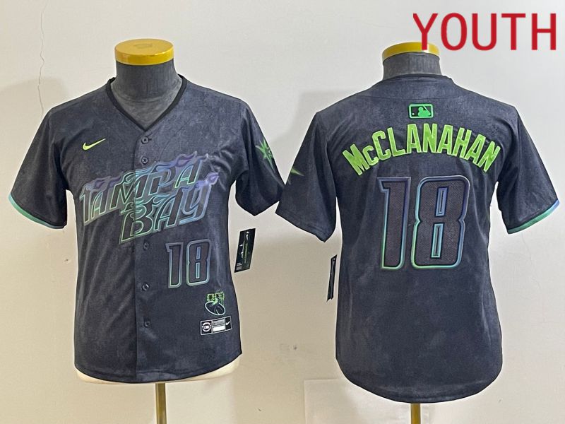 Youth Tampa Bay Rays #18 Mcclanahan Black City Edition 2024 Nike MLB Jersey style 5->->